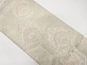 アンティーク　服部織物製　亀甲に華文模様織り出し袋帯(材料)